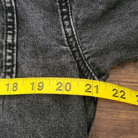 Ripped Hem Denim Button Front Long Sleeve Jacket Shacket - Picture 11 of 13